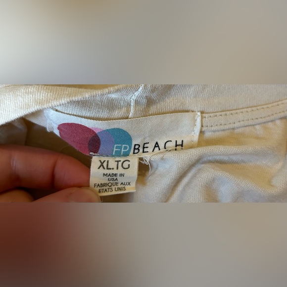 FREE PEOPLE beach cutout thick cotton beige tan linen pullover dress size XL - Picture 6 of 6